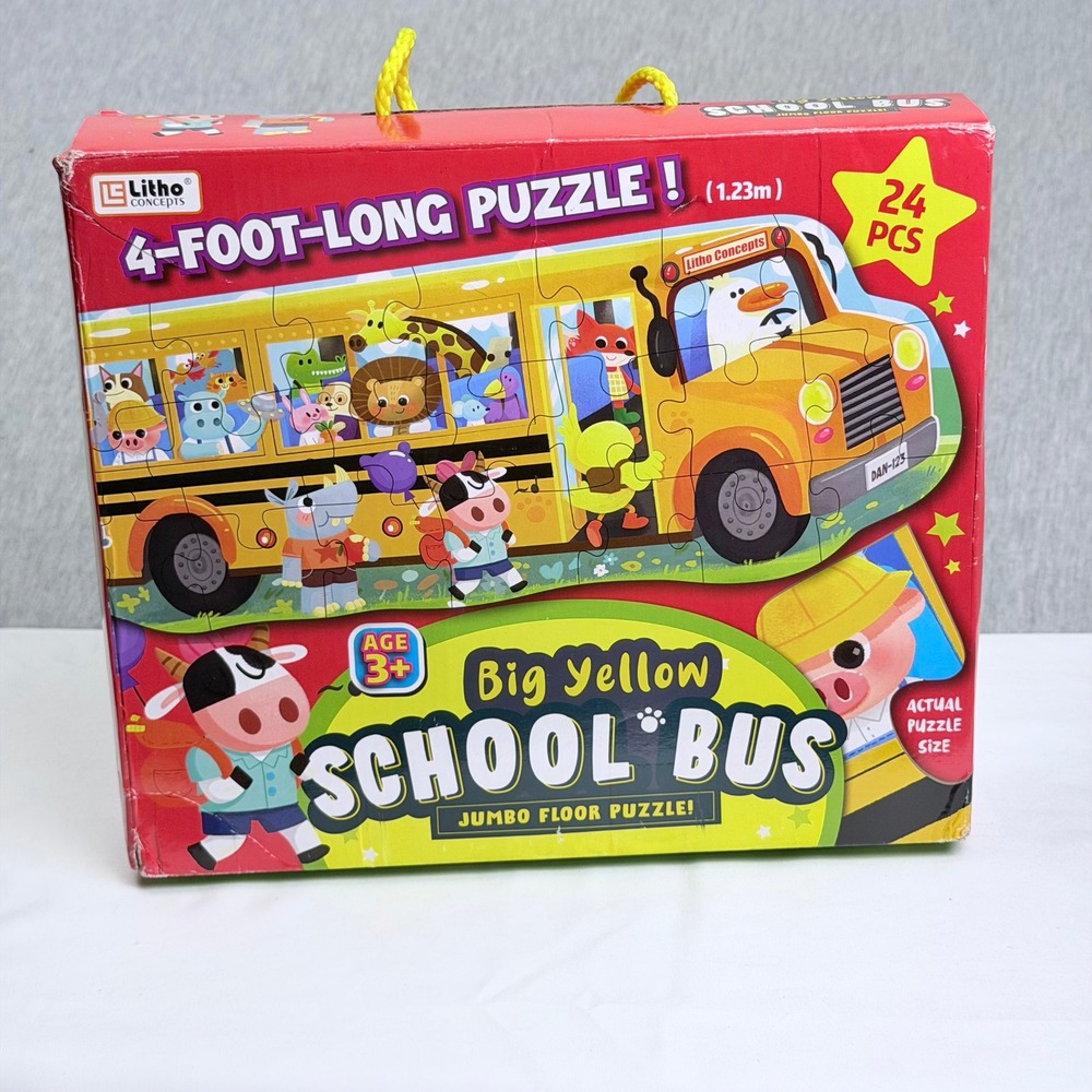 Litho Concepts Big Yellow School Bus Jumbo Floor Puzzle 24 Pieces 4 Feet Long - Picture 2 of 6